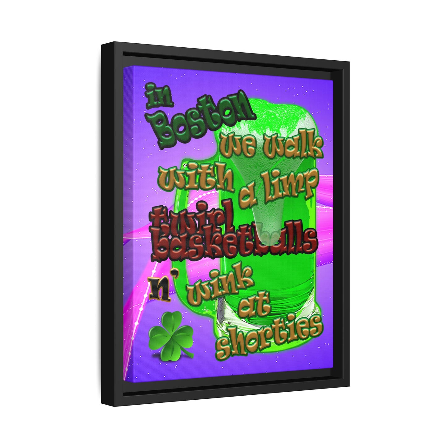 celtics logo - framed canvas art (purple-pink wave)