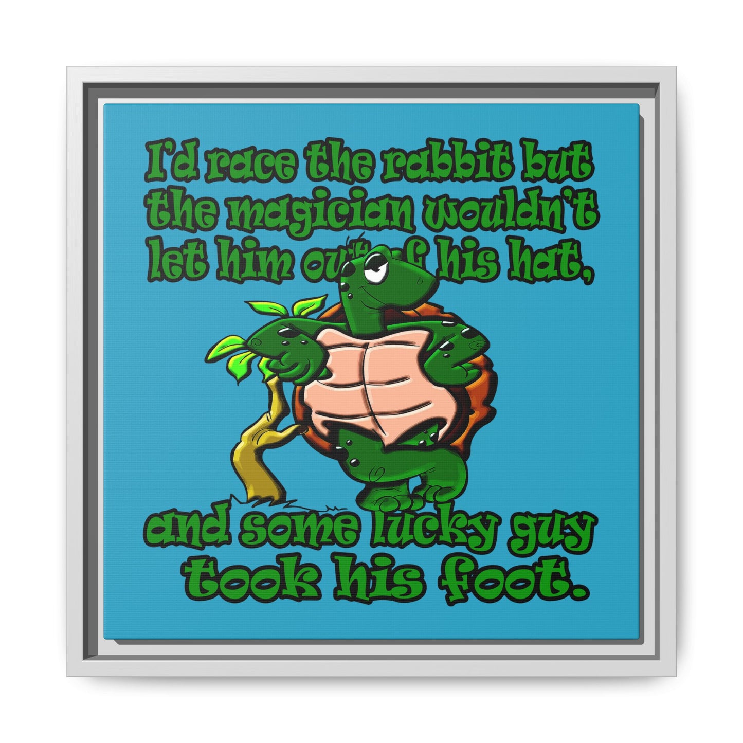 turtle race - framed canvas art (turquoise)