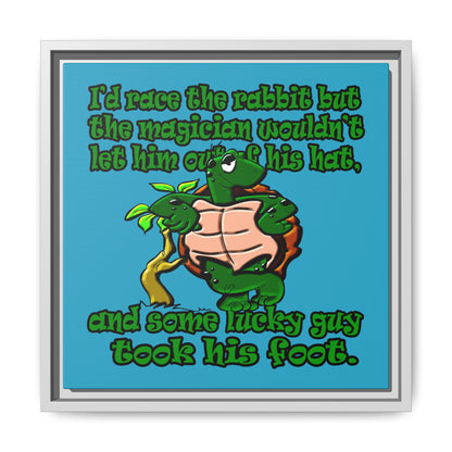 turtle race - framed canvas art (turquoise)