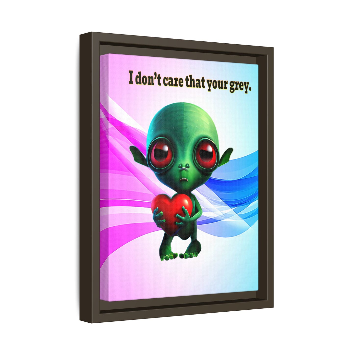 I don't care that your grey - framed canvas art (light blue-pink wave)