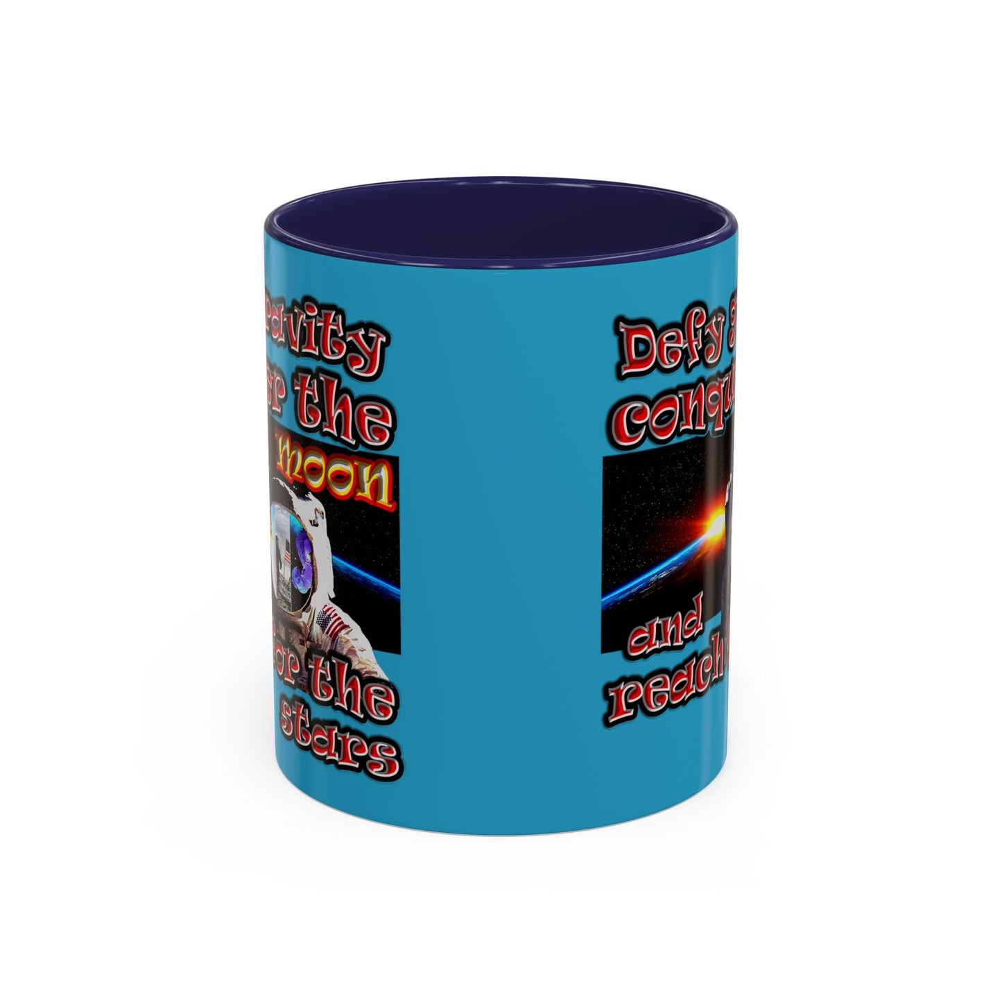 defy conquer reach - Accent Mug (turquoise)