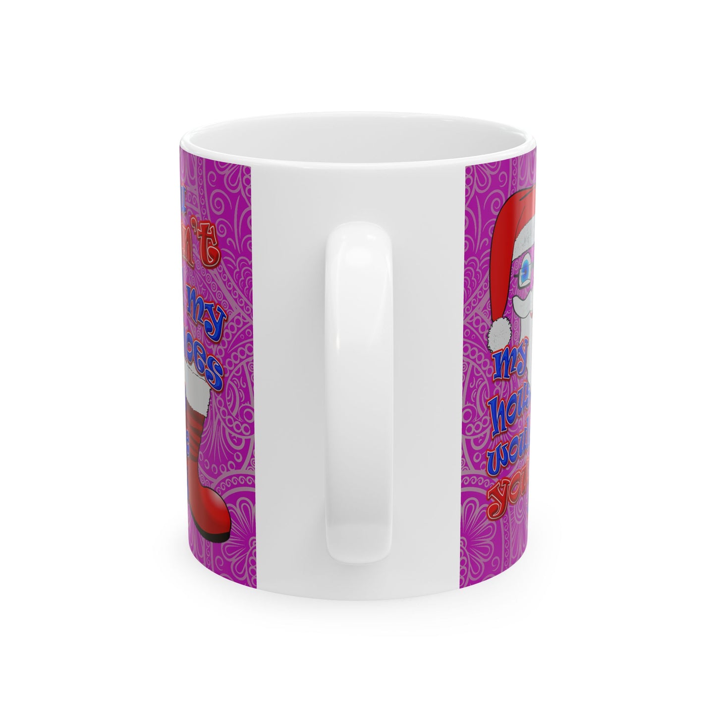 santa's shoes - White Mug (pink swirl)