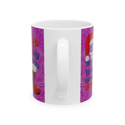 santa's shoes - White Mug (pink swirl)