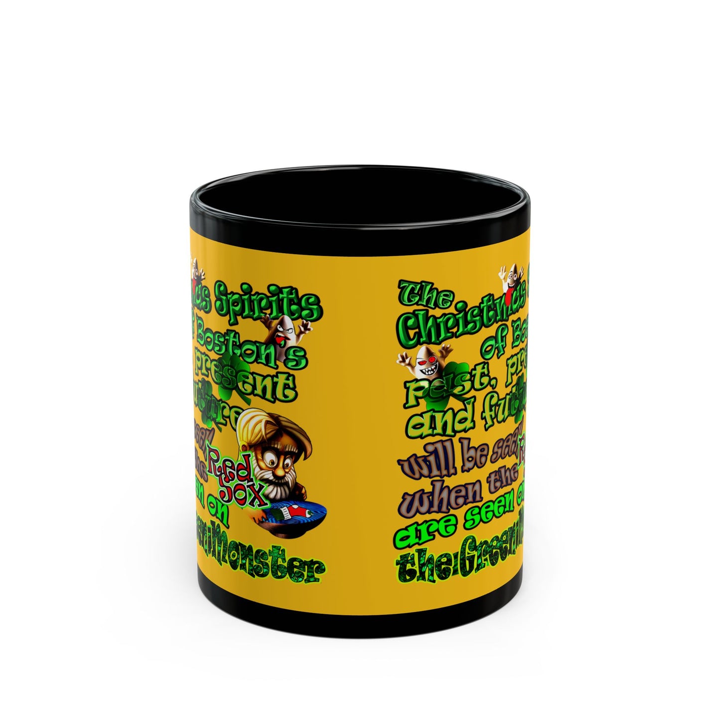 christmas spirits of boston - Black Mug (yellow)