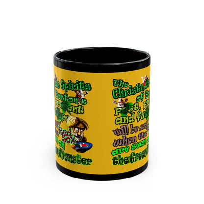 christmas spirits of boston - Black Mug (yellow)