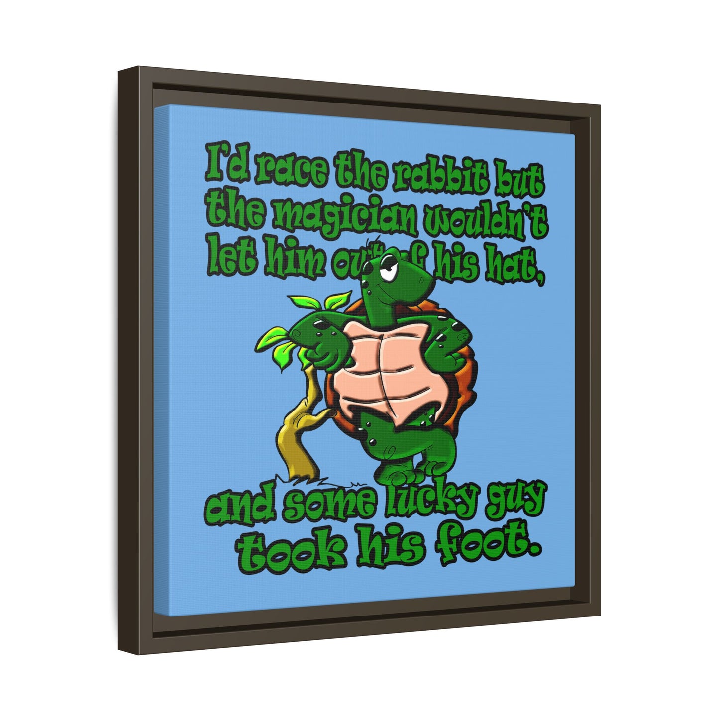 turtle race - framed canvas art (light blue)
