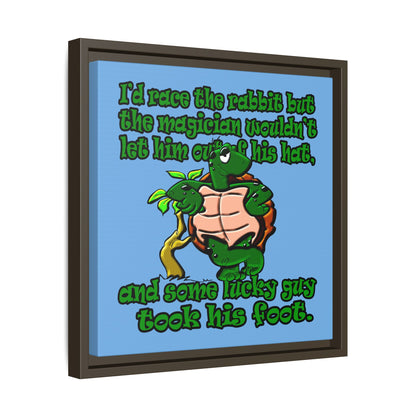 turtle race - framed canvas art (light blue)