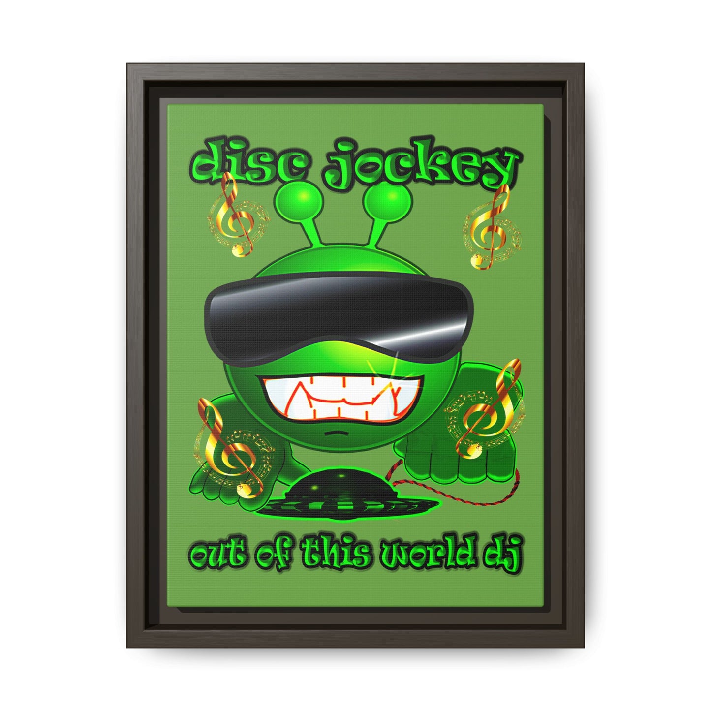 disc jockey - framed canvas art (green)