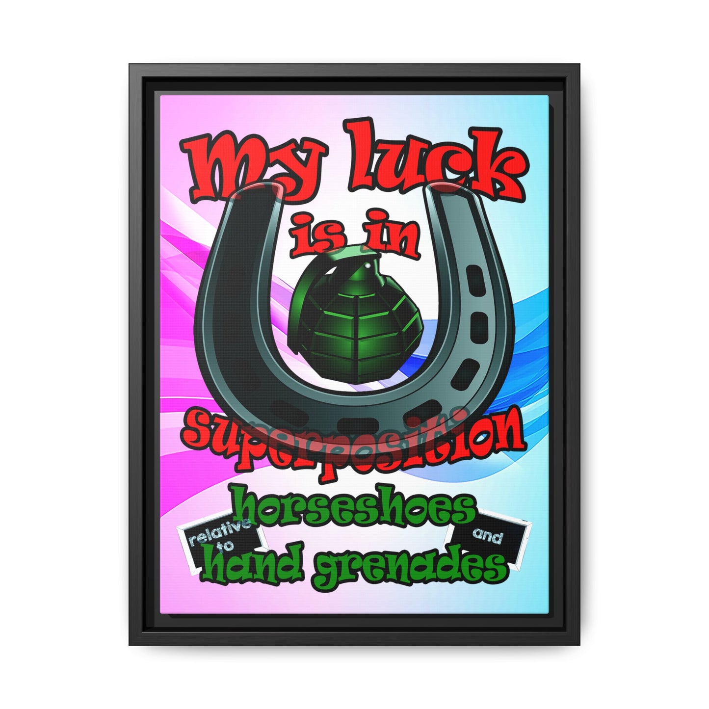 my luck - framed canvas art (light blue-pink wave)
