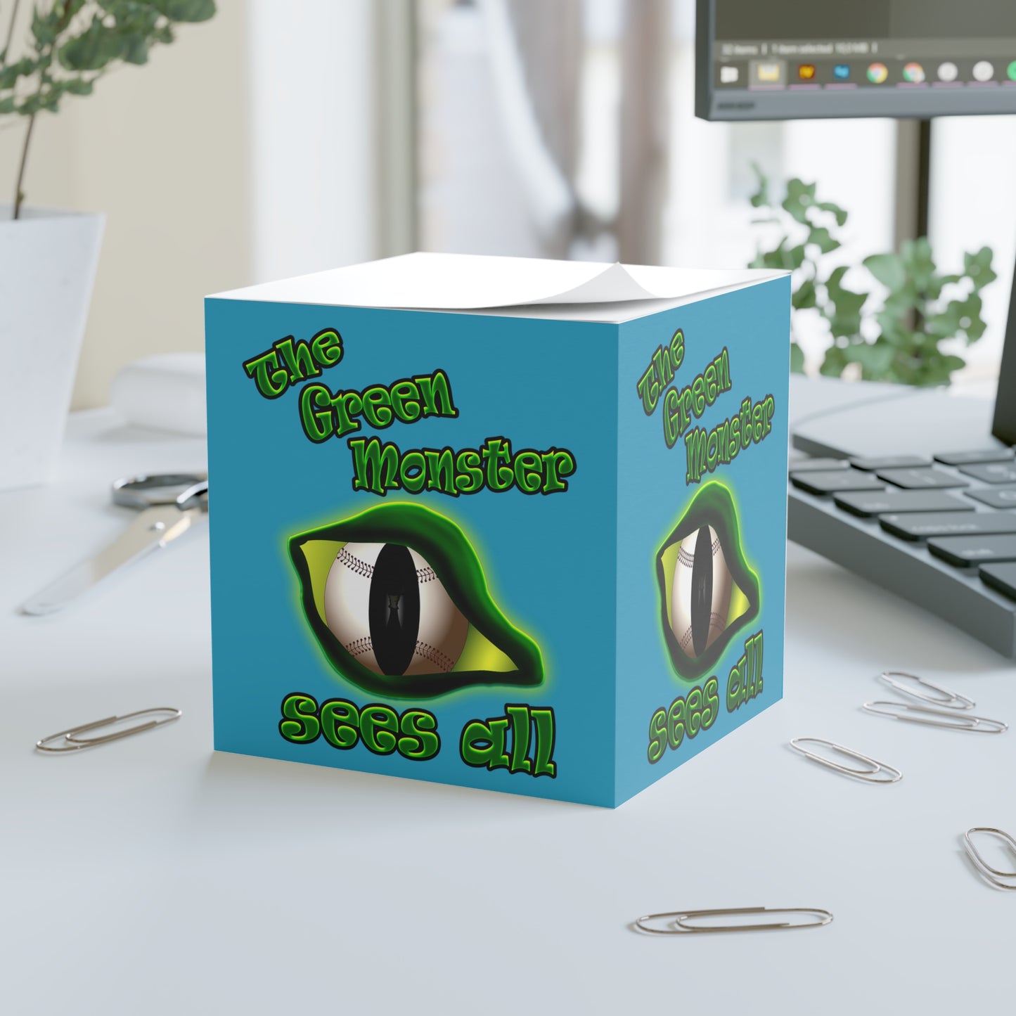 green monster - note cube (turquoise)