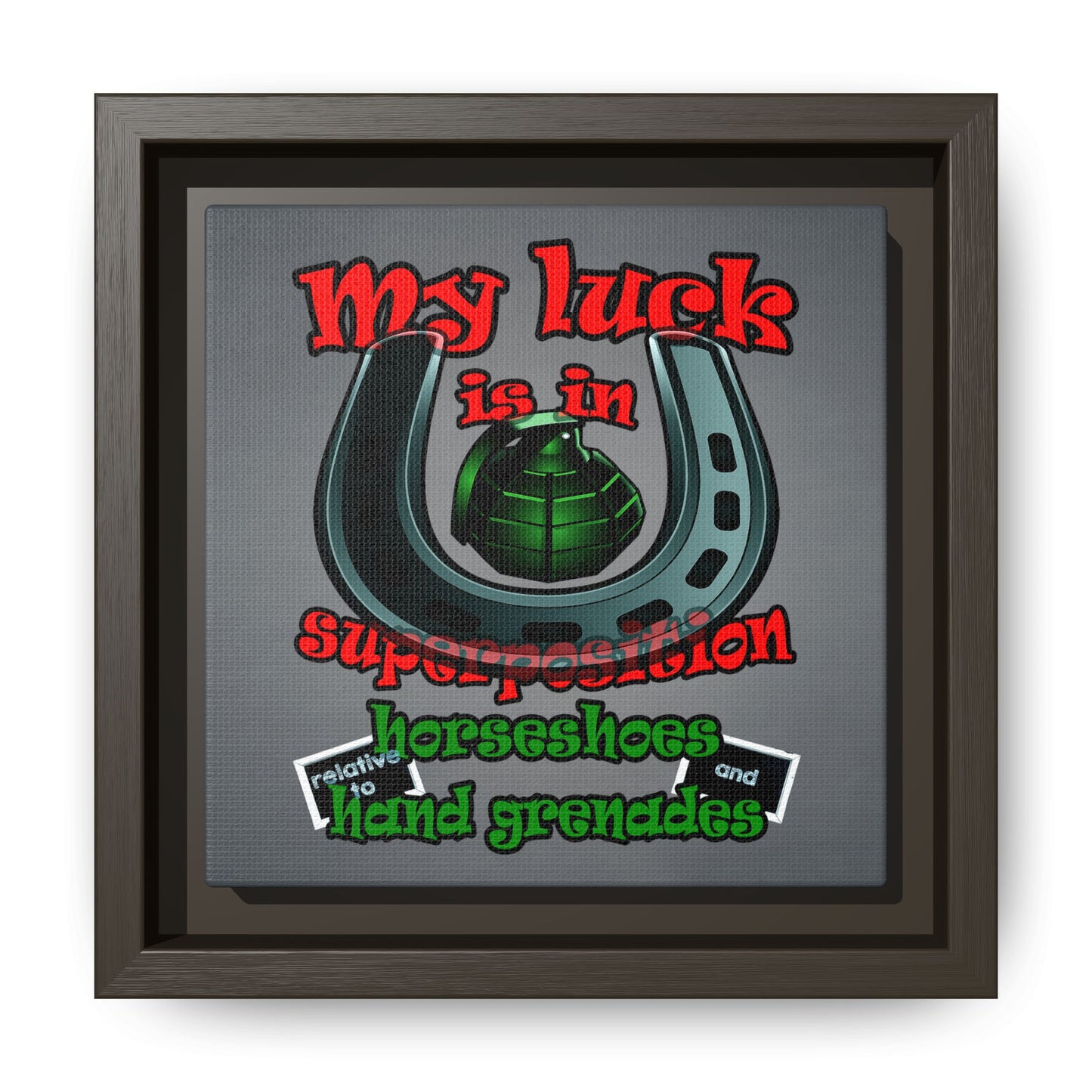 my luck - framed canvas art (grey-light grey)