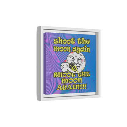 shoot the moon again - framed canvas art (light blue-purple wave)