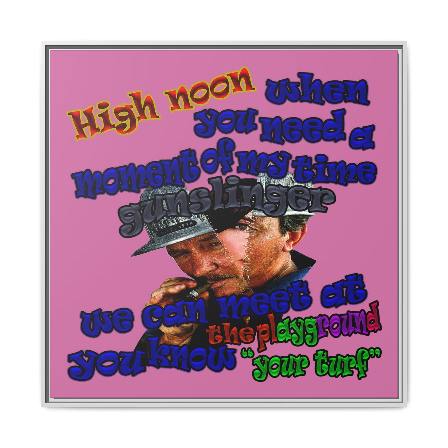 high noon - framed canvas art (light pink)