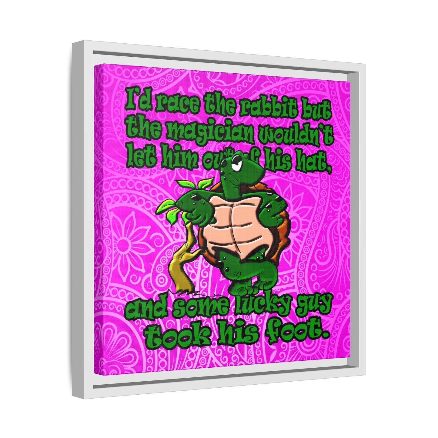 turtle race - framed canvas art (pink swirl)