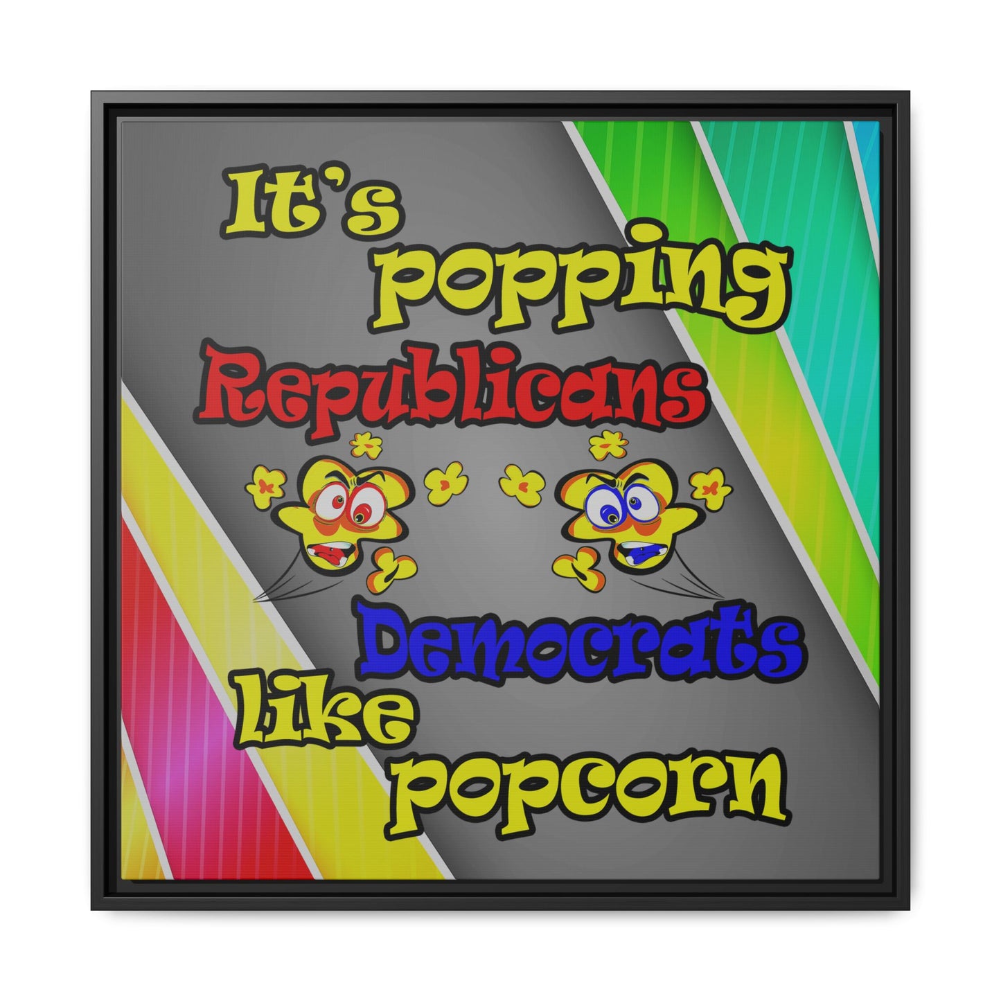 popping like popcorn - framed canvas art (rainbow split)