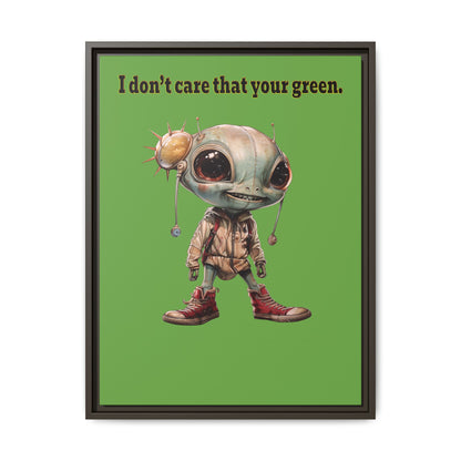 I don't care that your green - framed canvas art (green)