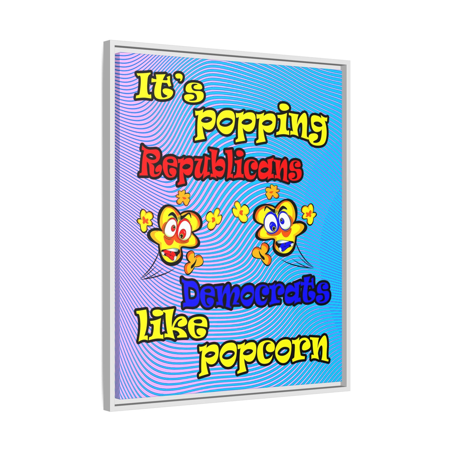 popping like popcorn - framed canvas art (light blue-purple wave)
