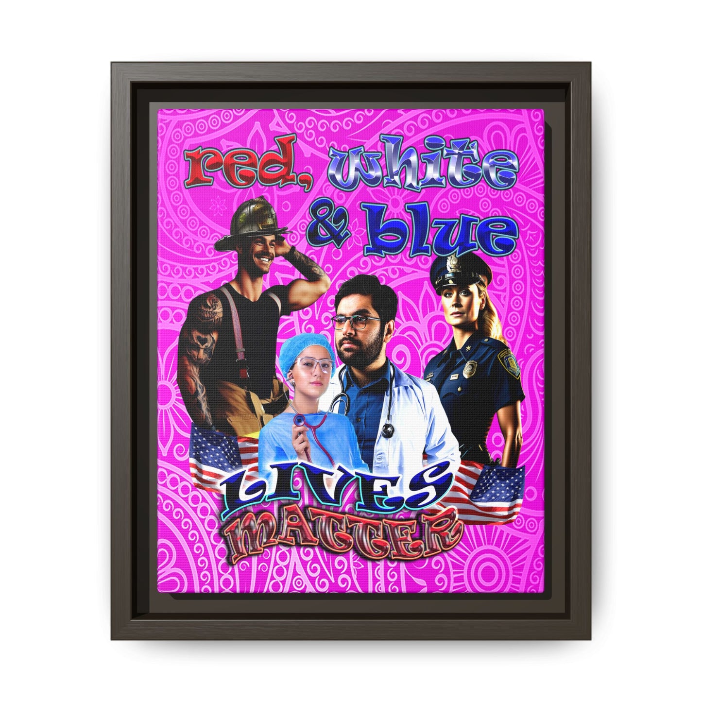 rw&b lives matter - framed canvas art (pink swirl)