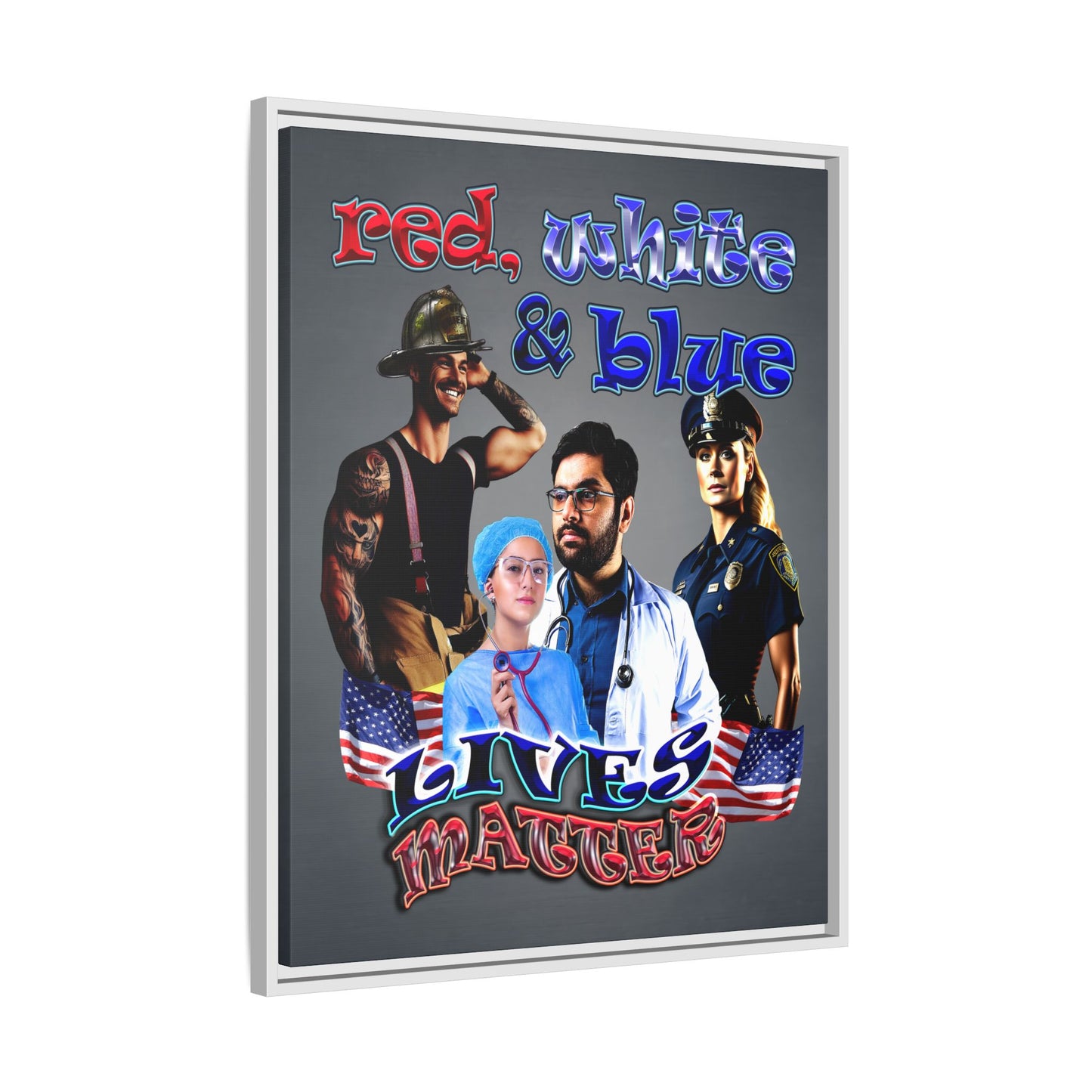 rw&b lives matter - framed canvas art (grey-light grey)