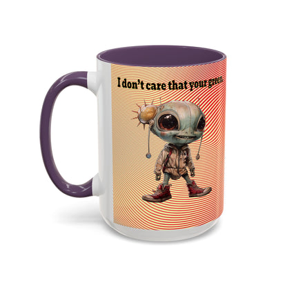 I don't care that your grey - Accent Mug (yellow-orange wave)