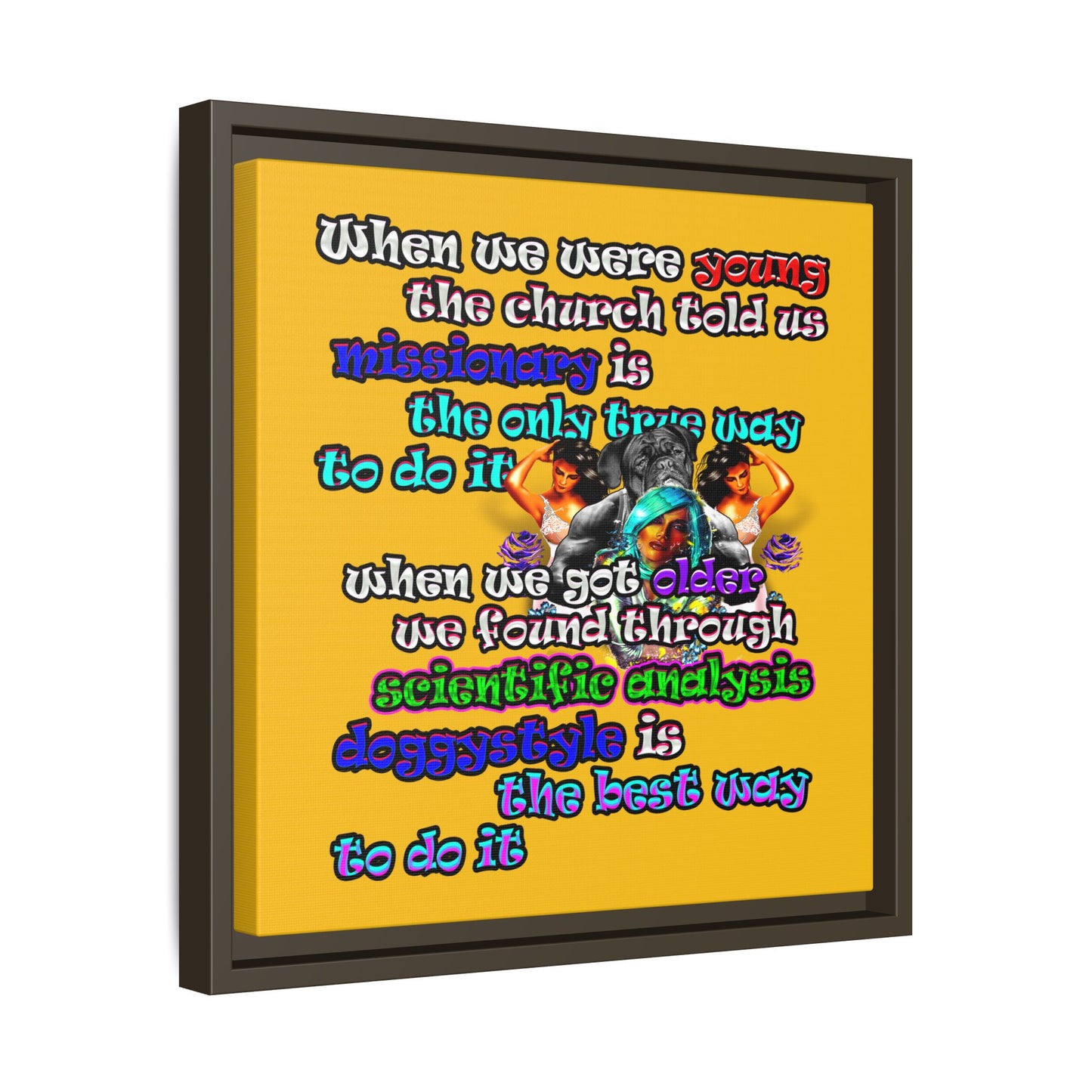 doggystyle - framed canvas art (yellow)