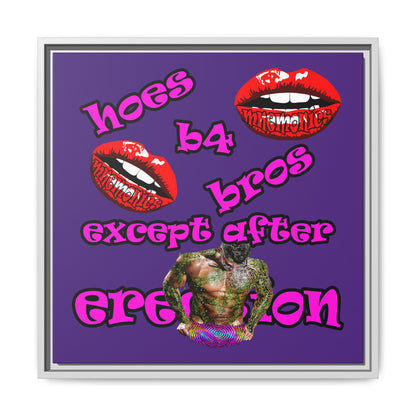 hoes b4 bros - framed canvas art (purple)