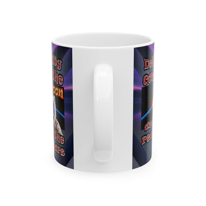 defy conquer reach - White Mug (grey-pink wave)