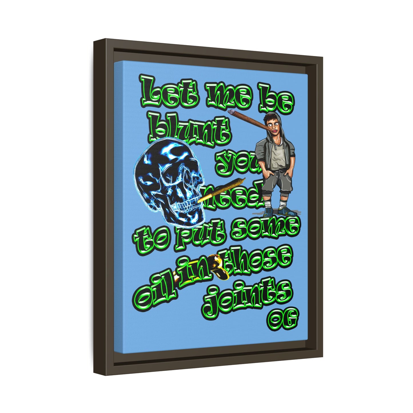 og - framed canvas art (light blue)