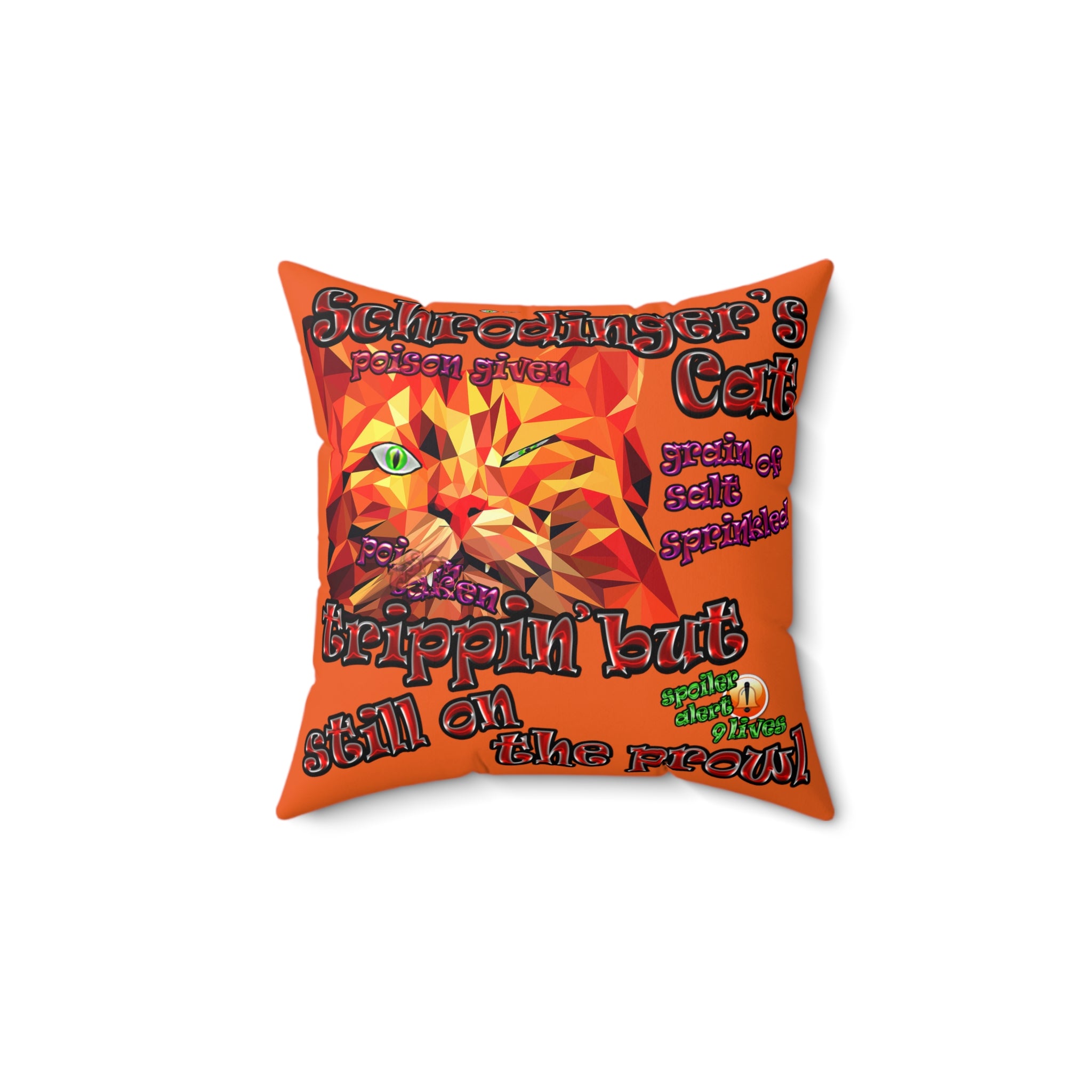 schrodinger's cat - Spun Polyester Square Pillow - (orange)