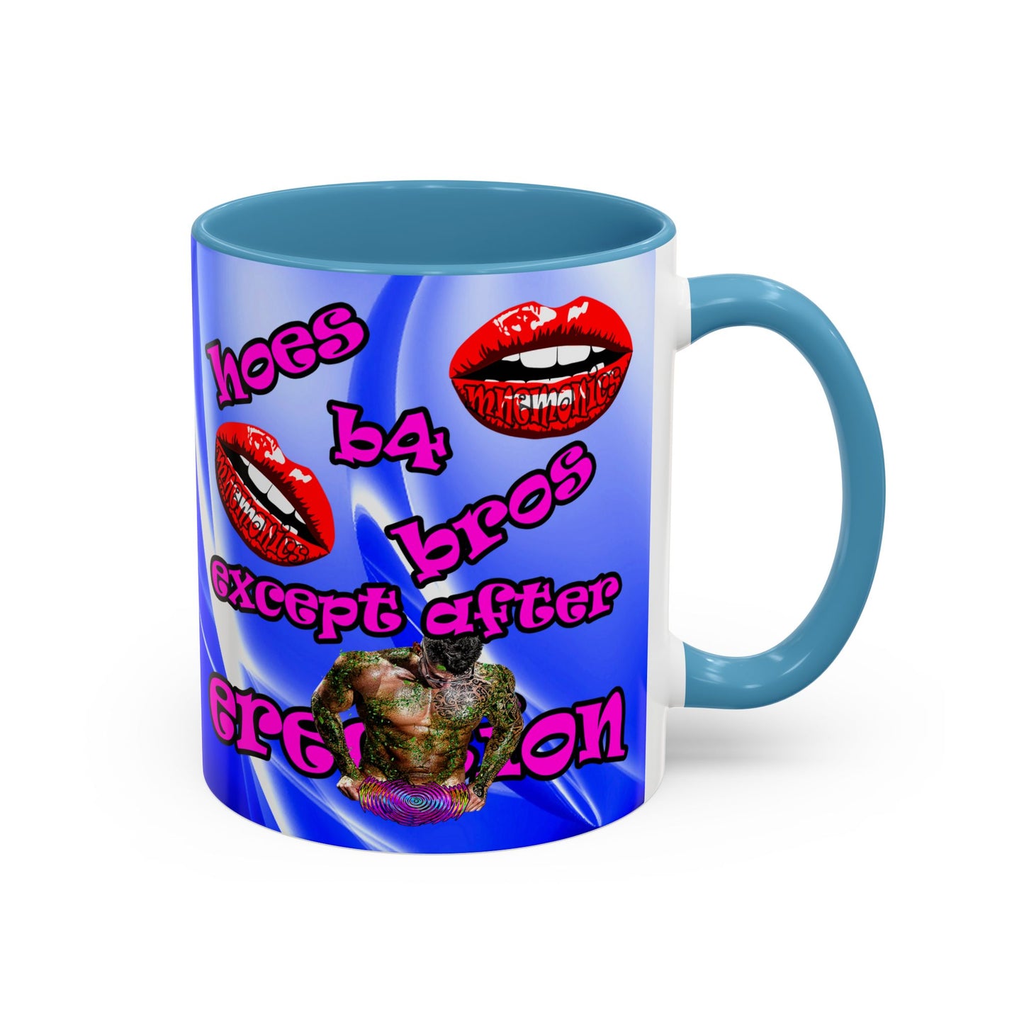 hoes b4 bros - Accent Mug (blue-white wave)