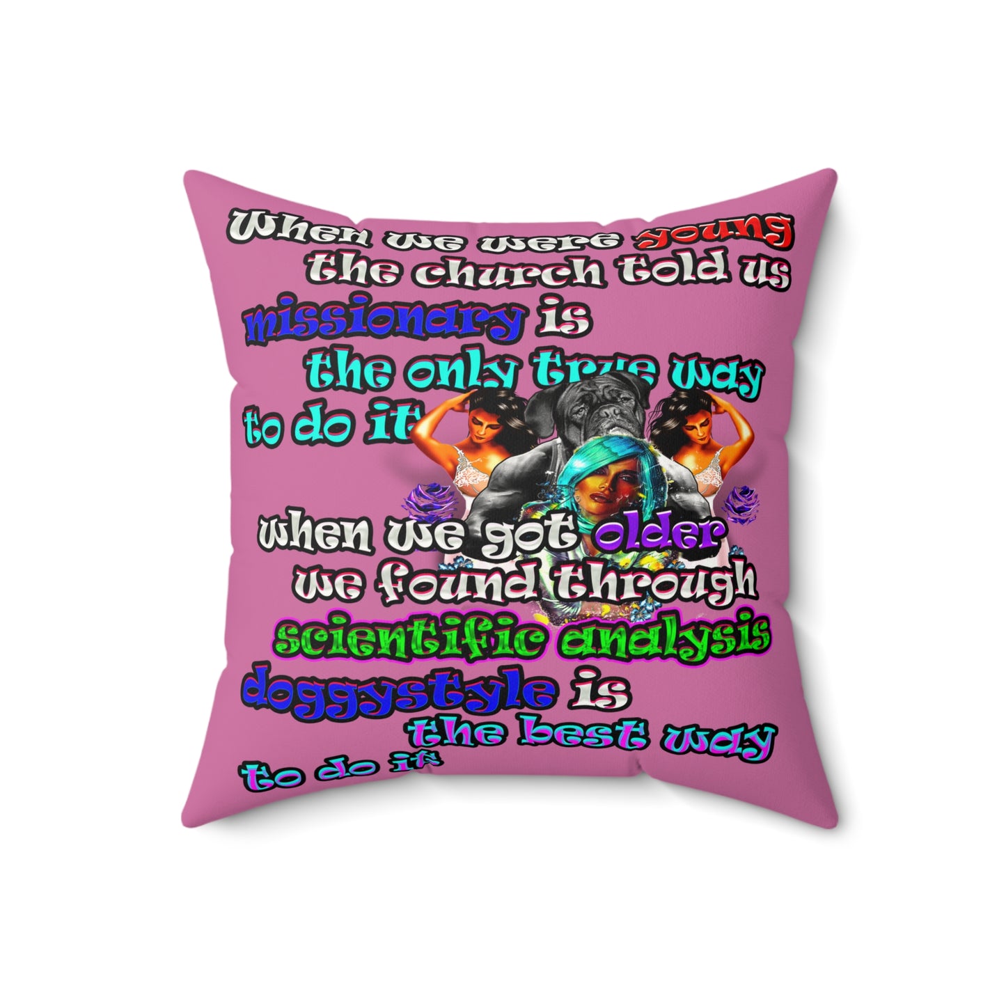 doggystyle - Faux Suede Square Pillow - (light pink)