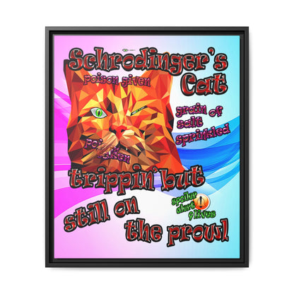 schrodinger's cat - framed canvas art (light blue-pink wave)