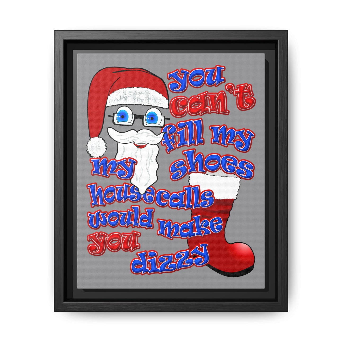 santa's shoes - framed canvas art (grey)