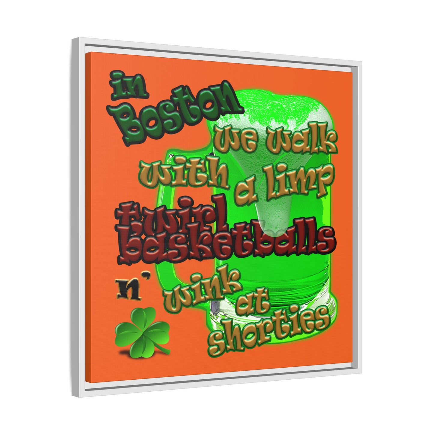 celtics logo - framed canvas art (orange)