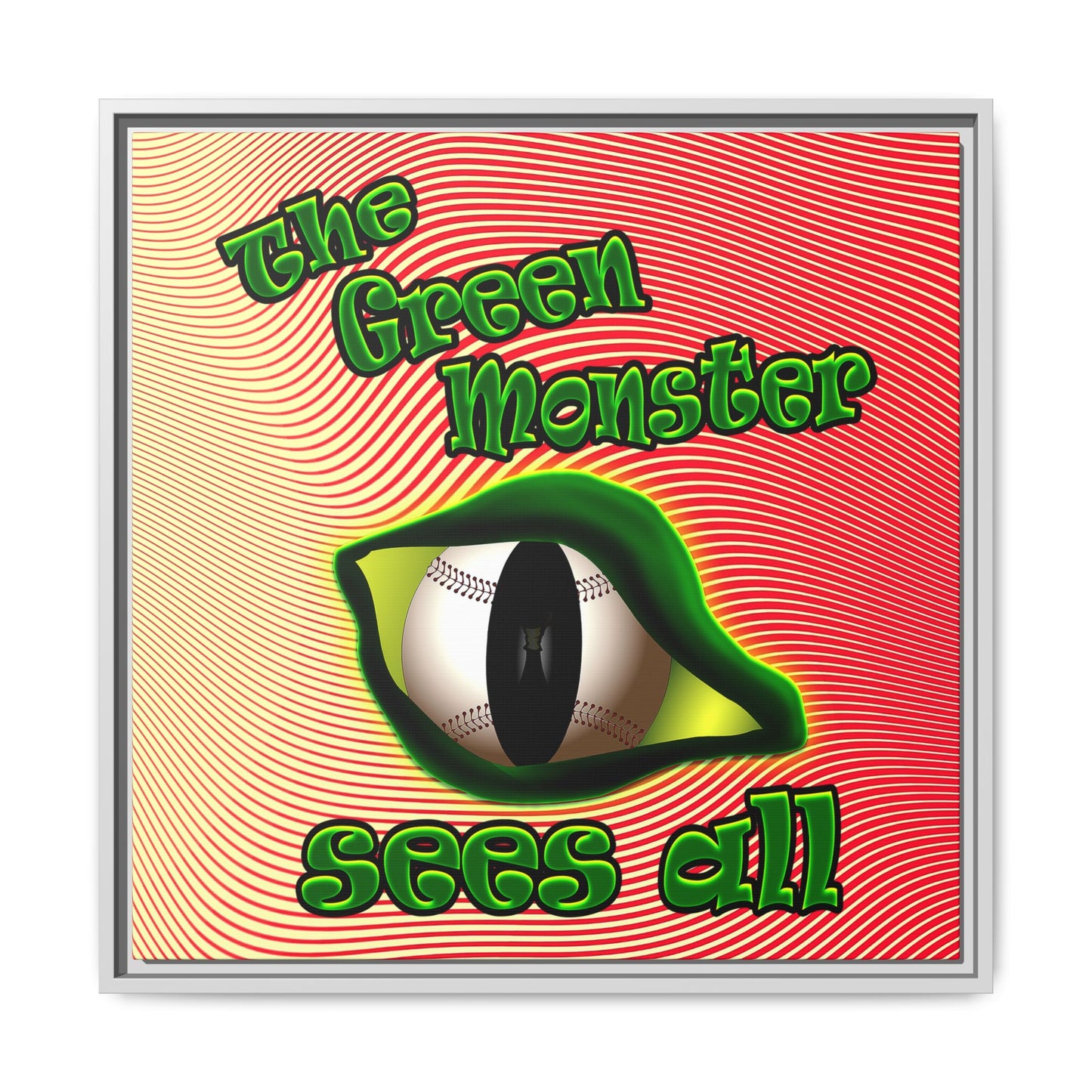 green monster - framed canvas art (yellow-orange wave)