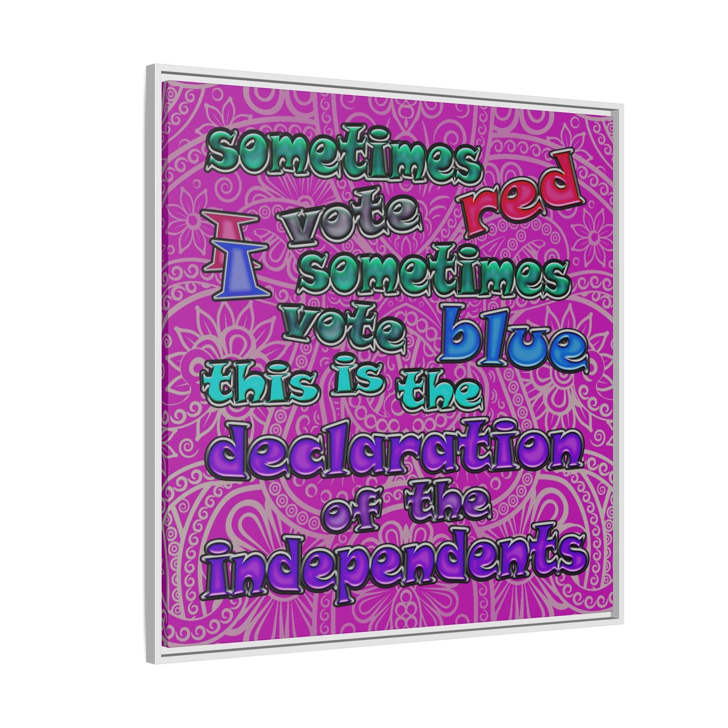 declaration of the independents - framed canvas art (pink swirl)