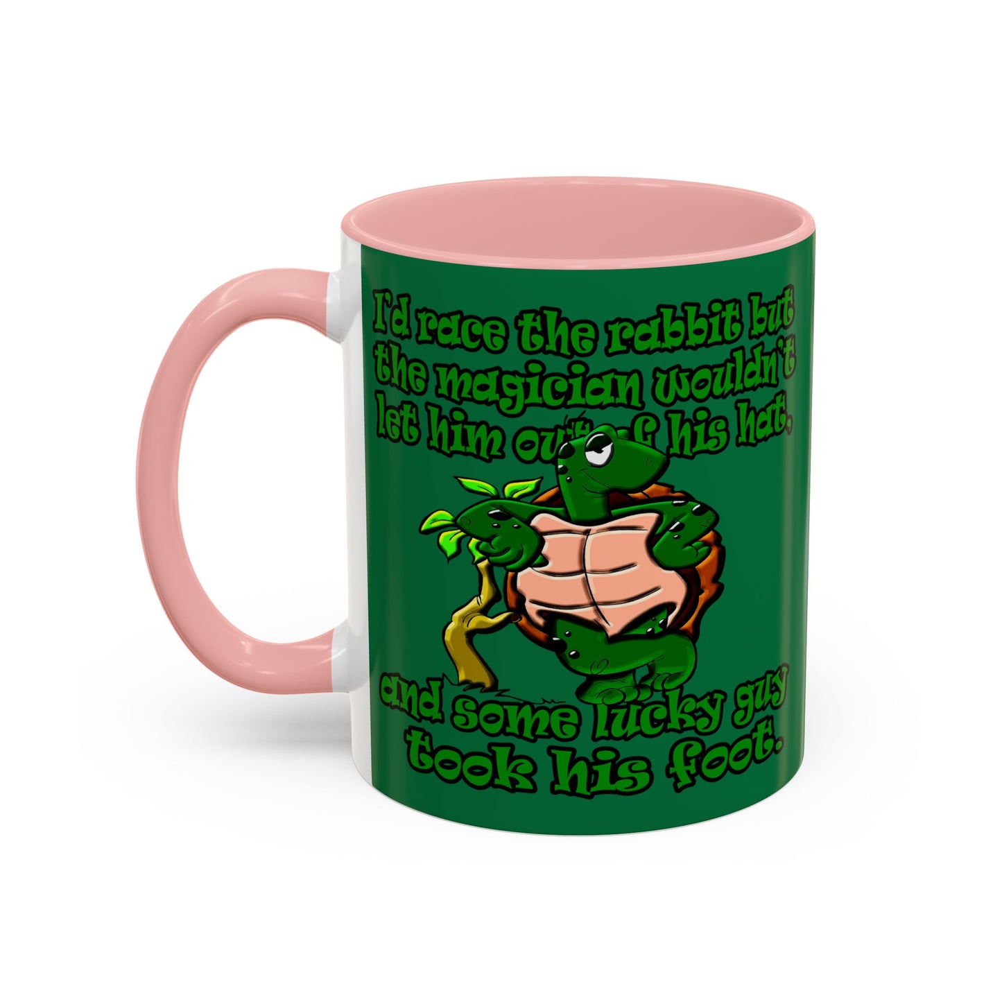 turtle race - Accent Mug (dark green)