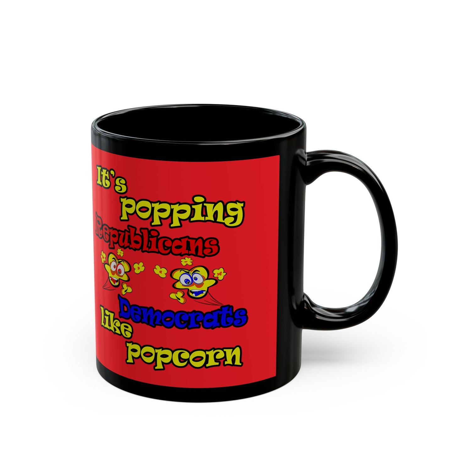 popping like popcorn - Black Mug (red)