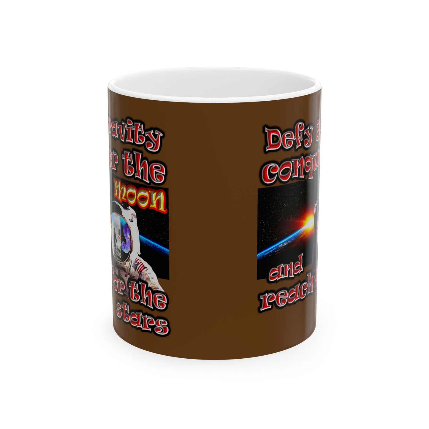 defy conquer reach - White Mug (brown)