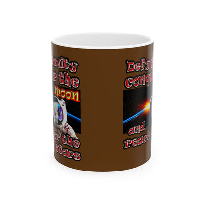 defy conquer reach - White Mug (brown)