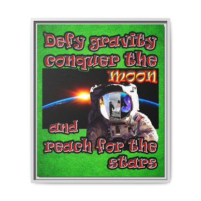 defy conquer reach - framed canvas art (green turf)