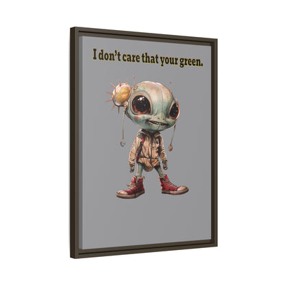 I don't care that your green - framed canvas art (grey)