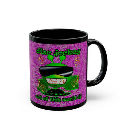disc jockey - Black Mug (pink swirl)