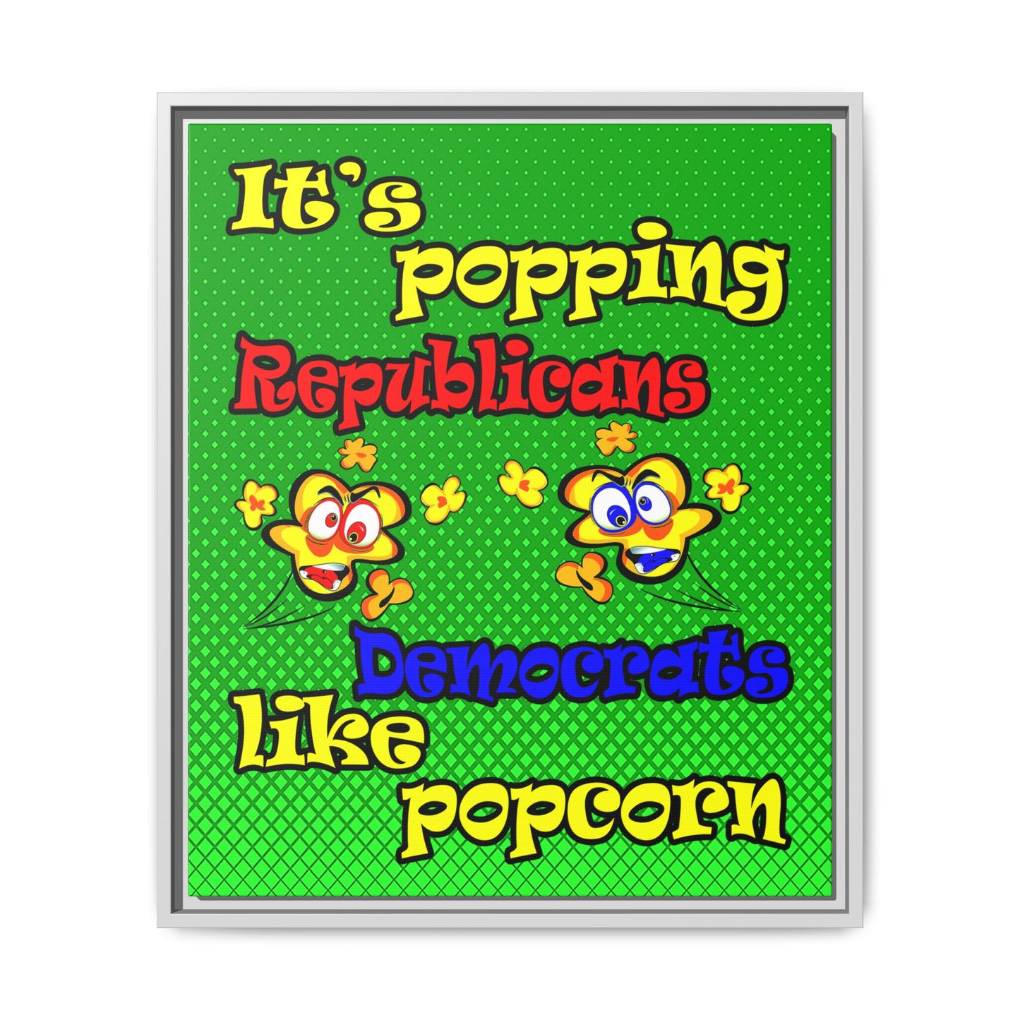 popping like popcorn - framed canvas art (logo green)