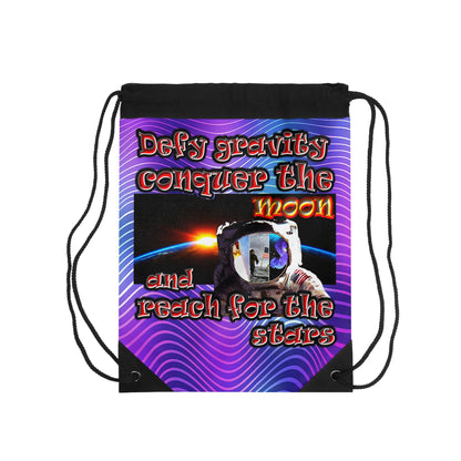 defy conquer reach - Drawstring Bag (purple wave)