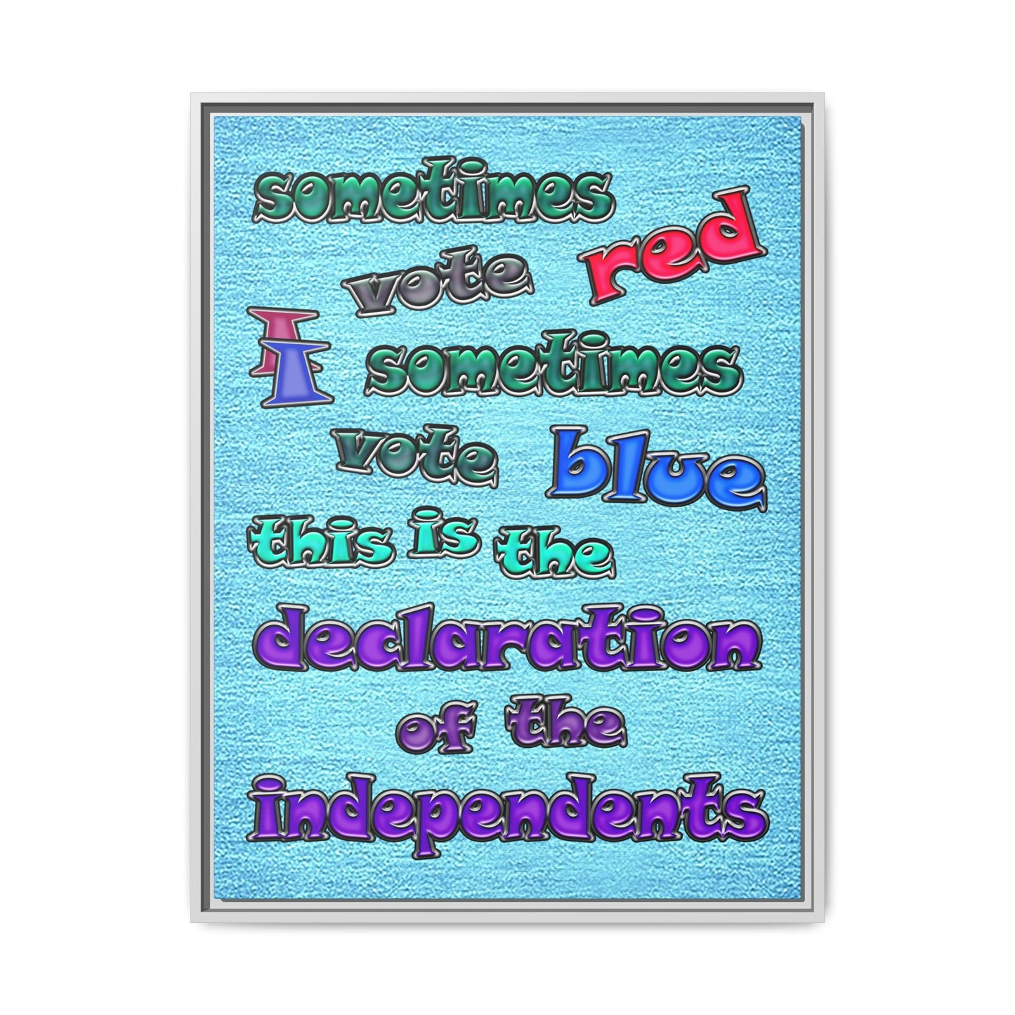 declaration of the independents - framed canvas art (faded blue)