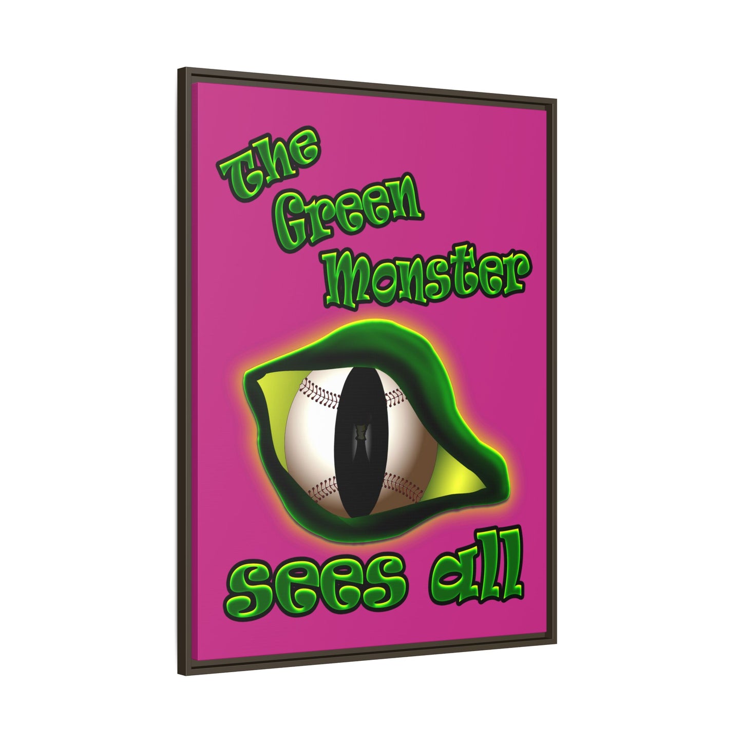 green monster - framed canvas art (pink)