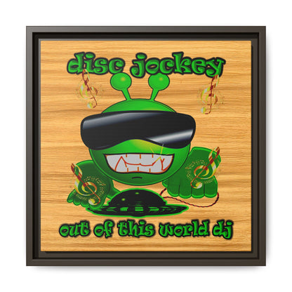 disc jockey - framed canvas art (butterscotch wood finish)