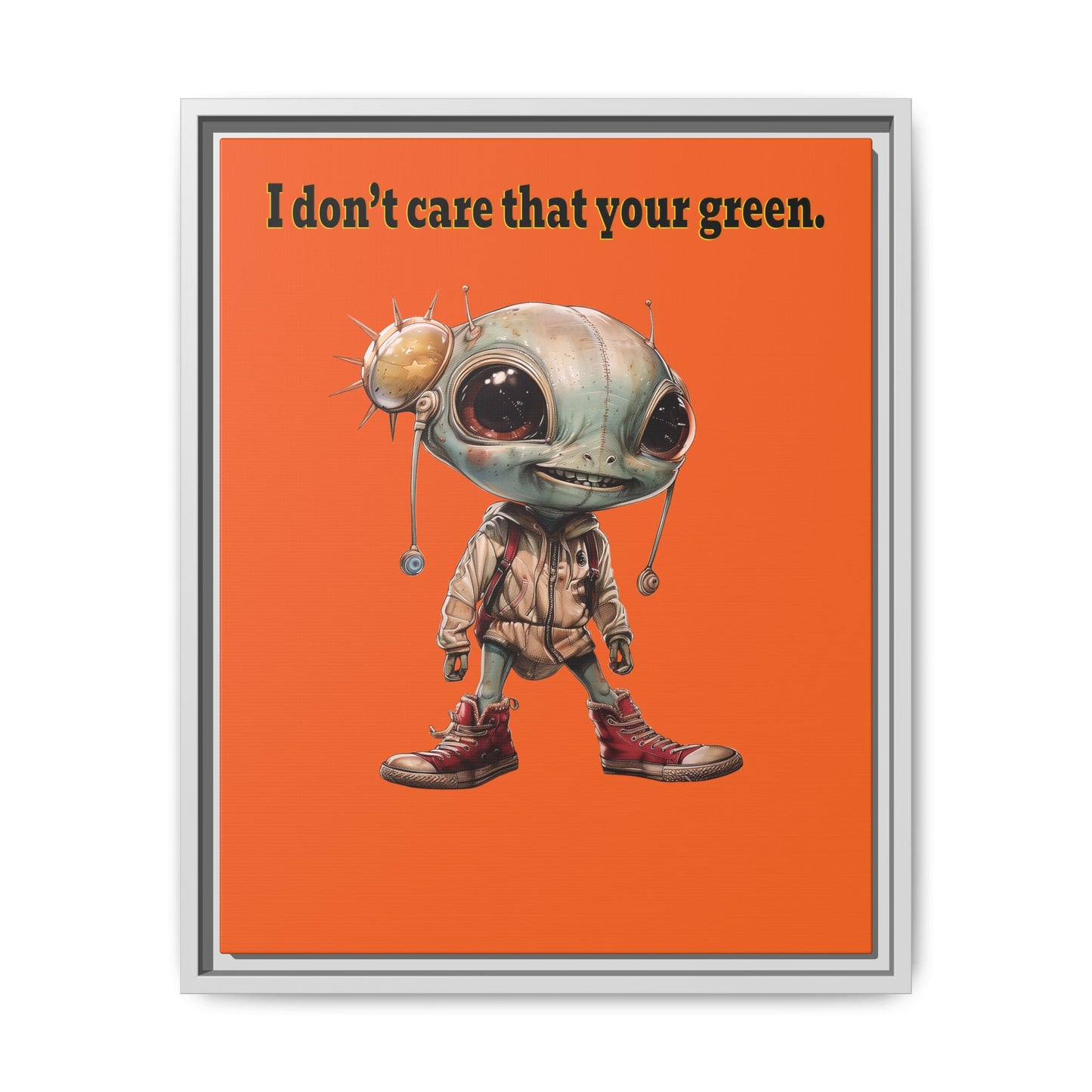 I don't care that your green - framed canvas art (orange)