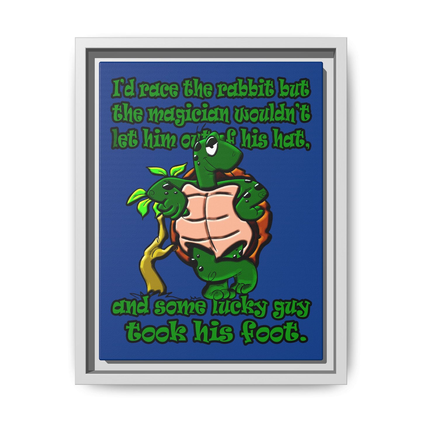 turtle race - framed canvas art (dark blue)